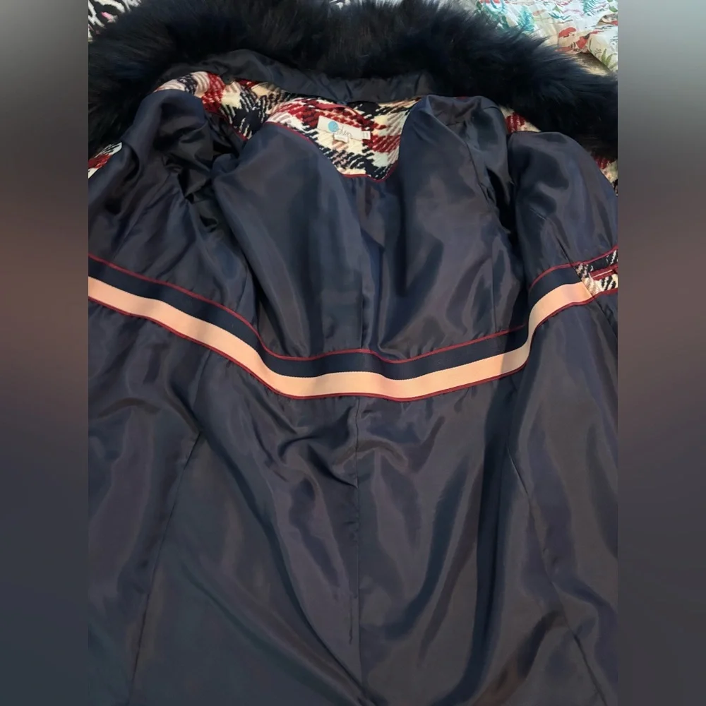 Boden Tweed Wool Blend Coat With Removable Faux Fur Collar - Picture 14 of 16